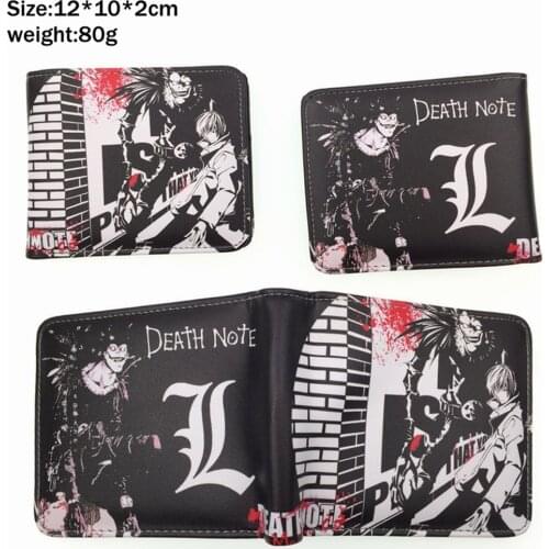 Anime Death Note L Pu Short wallet Bifold Photo Card Holder Layers Purse leather Boys Girls Coin zipper Pocket cosplay Purse