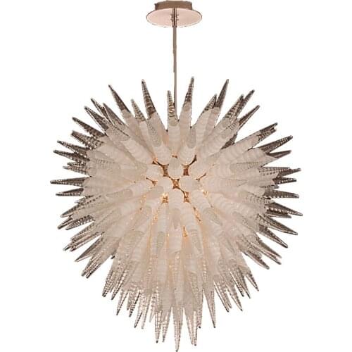 Modern Pendant Lamps Hand Blown Glass Chandelier Restaurant Home Art Decor Lighting LED 28 Inches White Mixed Transparent Color