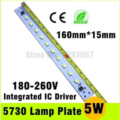 180V-260V LED Tube Plate 5W SMD 5730 Epistar Chip Cold White / Warm White Light Panel PCB Free Shipping