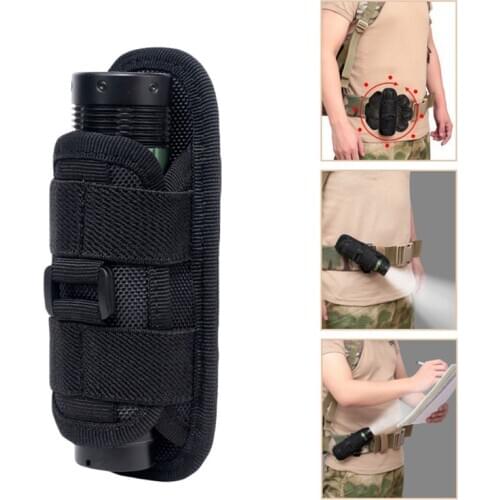 Tactical 360 Degrees Rotatable Flashlight Pouch Holster Torch Case For Belt Portable Torch Cover Holder Hunting