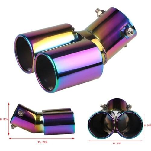 Dual Air Outlet Car Exhaust Pipe Stainless Steel Inclined Piping Car Muffler Muffler Universal Full Color Car Exterior