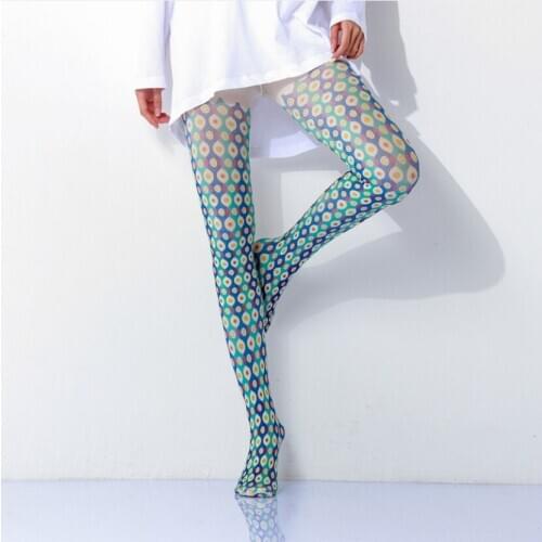 High Quality Womens Creative patterned pantyhose new designs stockings blue dot printed tights