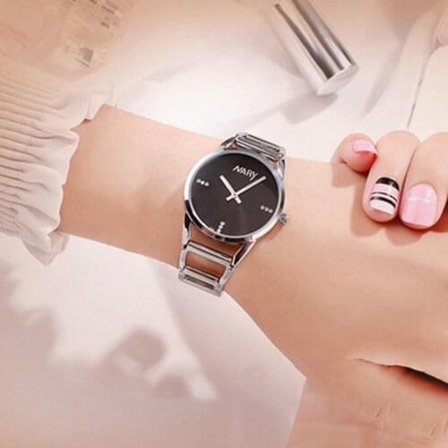 Quartz Watch Simple Stainless Steel Women Rhinestone Round Wristwatch Quartz Wristwatches Cheap Price Relogio Mas-culino Clock