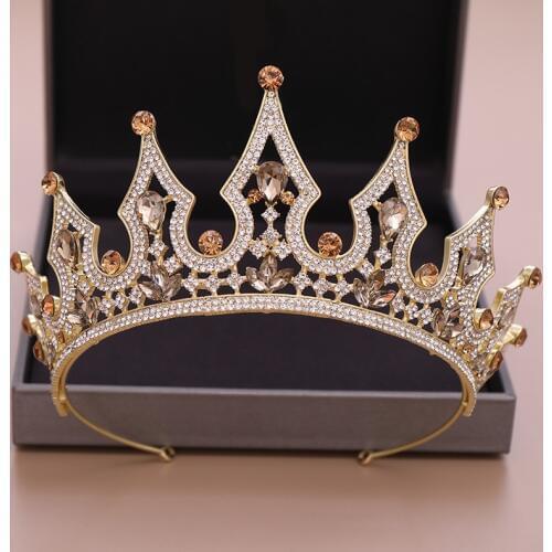 Hot Sale Gold/Silver Color Rhinestones Crown Tiaras Bridal Bride Wedding Hair Jewelry Princess Women Birthday Party Headwear