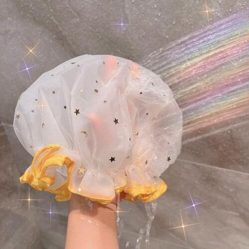 1PC Wave Point Shower Cap Waterproof Thicken High Quality Hair Salon Elastic For Women Bath Hat Hair Cap Bathroom Products