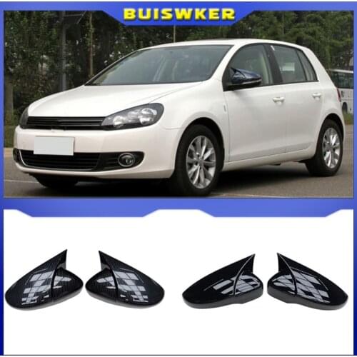 2PCS Side Car Mirror Covers Caps for VW Golf 6 GTI 6 Golf 6 R MK6 R20 Touran Pair Wing RearView Mirror Case Cover Trim Cap Black