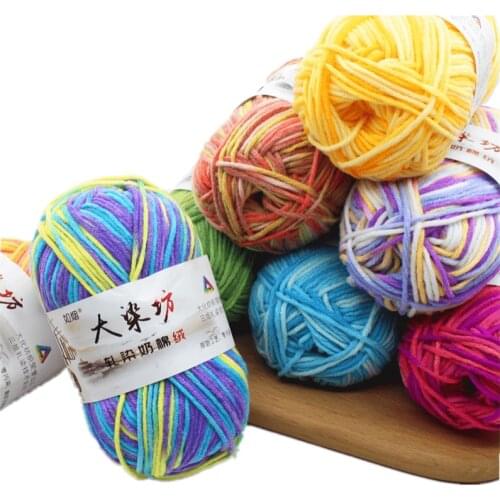 50G Dyed Colorful Milk Sweet Soft Cotton Baby Knitting Wool Yarn Thick Crochet Yarn Thread For DIY Sweater Threads For Knitting