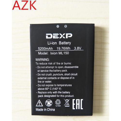 AZK New battery 3.8V 5200mah Battery Replacement for DEXP Ixion ML 150 ML150 AMPER M Phone
