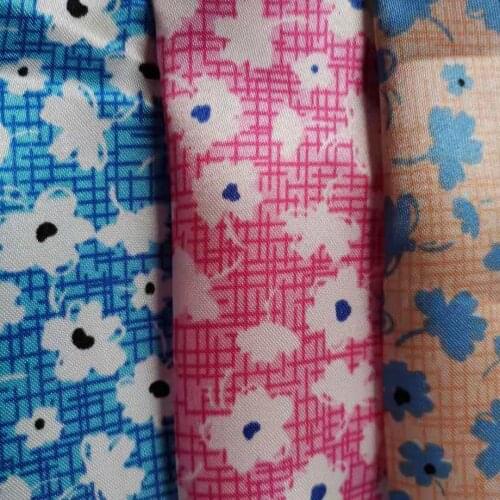 Satin Fabric Check Flower Print Ribbon Material Glossy Polyester Tilda Scarf