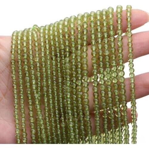 Natural Stone Olivine Beads Round Green Peridot Scattered Beads for Jewelry Making DIY Necklace Bracelet Accessories 38cm 15