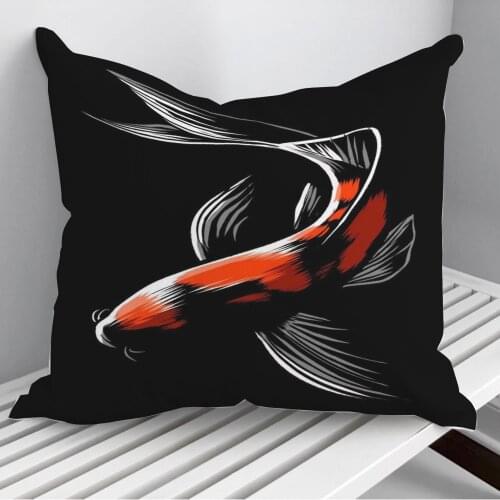 Black Japanese carp Throw Pillows Cushion Cover On Sofa Home Decor 45*45cm 40*40cm Gift Pillowcase Cojines Dropshipping