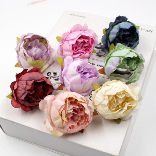 10pcs 5cm Mini Silk Artificial Peony Flowers Cloth For Wedding Party Home Room Decoration DIY Dress Accessories Fake Flowers