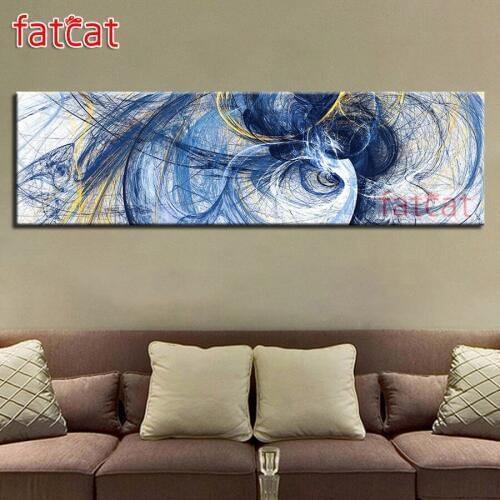 FATCAT large 5D Diy Daimond Painting Blue abstract lines landscape Full Square Round Rhinestone Embroidery Sale decor AE1270