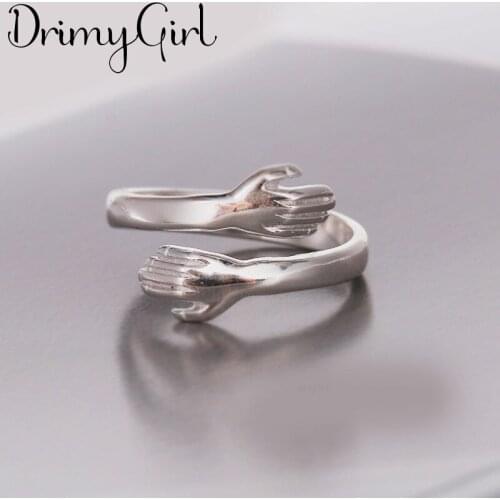 Personality Simple Big Hand Hug Open Ring Geometric Finger Rings For Women Gothic Punk Jewelry Gifts 2021
