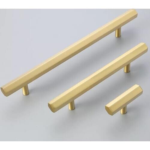 Brass Cabinet Handles Solid Brass Hexagonal Knobs Kitchen Handle Wardrobe/ Drawer Pulls Knobs European Furniture Door Hardware