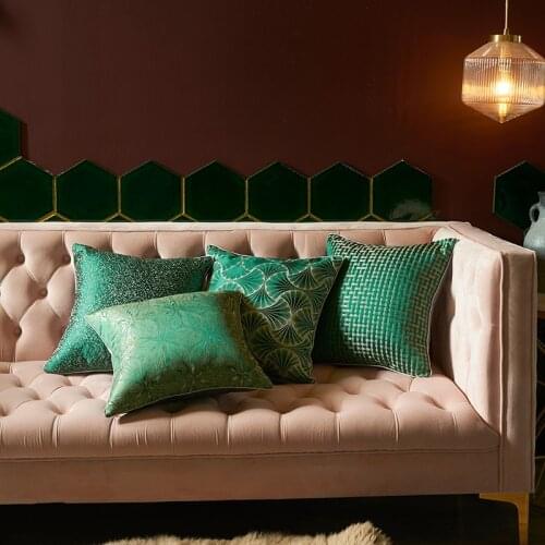 Summer Silk Cushion Cover Green Orange Geometry Pillowcase Cool Silky Satin Decorative Cushions Bed Sofa Home Decor 45x45cm