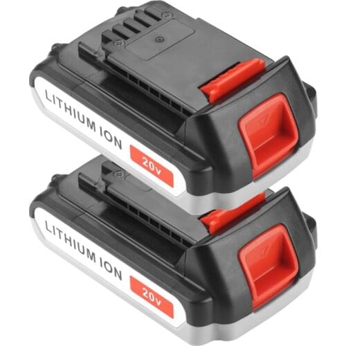 2Pcs 20V 3000mAh Li-ion Rechargeable Battery Power Tool Replacement Battery for BLACK & DECKER LB20 LBX20 LBXR20