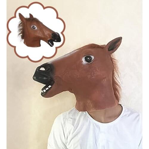 Molezu Brown Horse Mask Creepy Horse Head Mask Rubber Latex Animal Mask Halloween Party Cosplay Face Masks