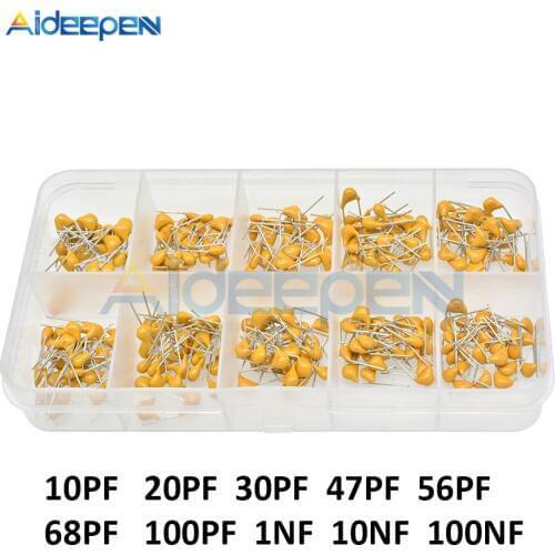 300pcs/lot 50V Multilayer Ceramic Capacitor Assortment Kit 10 Values*30pc 10PF-100NF Ceramic Capacitors Set 47PF 68PF 100PF 10NF