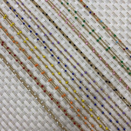 Natural Stone Handmade Copper Chain Exquisite Rosary with Gold Thread Round Fashion Bracelet Necklace Charm Lady Jewelry 1meter