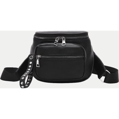 New Arrival Rivet Outdoor Shoulder Bags Female Crossbody Small PU Leather Bag Multifunction Handbag for Women Black Purse