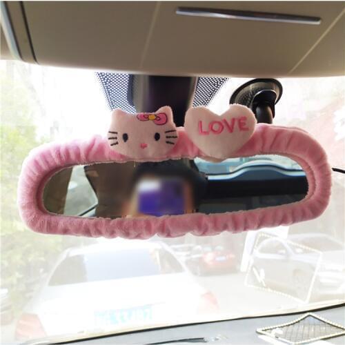 Adorable cat car rearview mirror cover cute creative Korean character mirror cartoon reversing decoration female