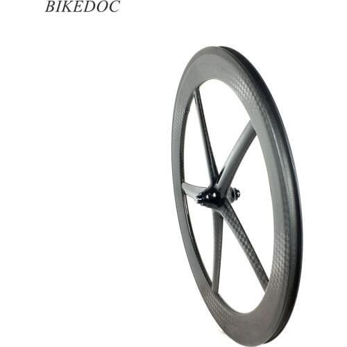 BIKEDOC Front Road Wheel 700C 25MM Width Carbon Wheels 5 Spoke Bike Wheel