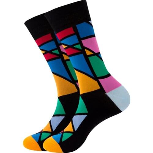 Casual Men Cotton Socks For Daily Wear Hiking Running Cycling Patterned Crew Socks Wicking Socks for Shoes Size 7.5-11(38-46)