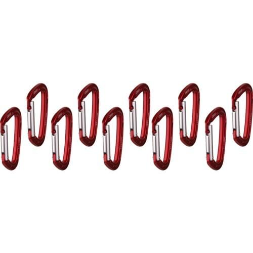 10pcs Strong & Durable 24KN Straight Gate Keylock Carabiners Rock Climbing