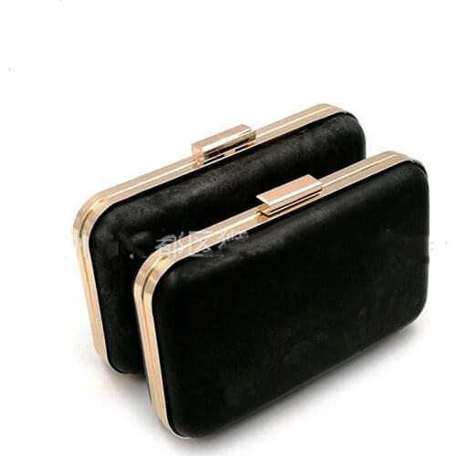 DIY Evening Party Purse Handles Frames New 20 x 12cm Gold Color Metal Box Clutches Purse Frames With Black Plastic Covers Parts