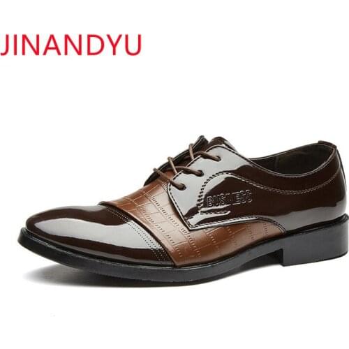 Plus Size Formal Dress Shoes Office Patent Leather Shoes for Men Classic Business Wedding Shoes Man Oxford Retro leather Shoe