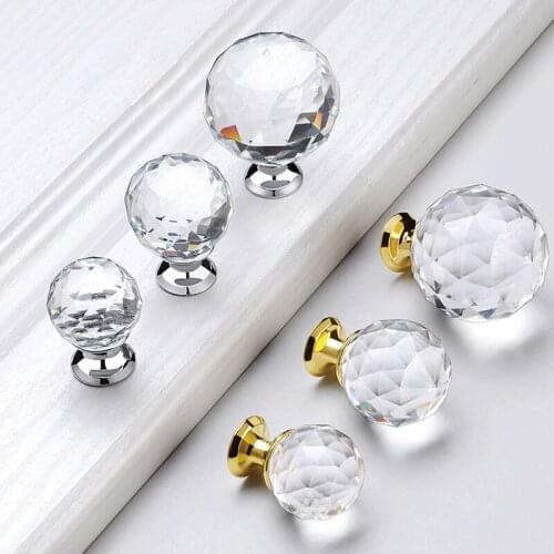 20mm 30mm 40mm Crystal Ball Cabinet Drawer Knobs Clear Glass Pulls Knobs Cupboard Dresser Kitchen Wardrobe Handles Hardware
