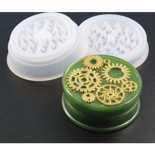 DIY Tobacco Grinder Herb Shredder Silicone Mold Smoke Spice Mill Crusher Epoxy Resin Clay Casting Mold Self-made Box Mould Tool