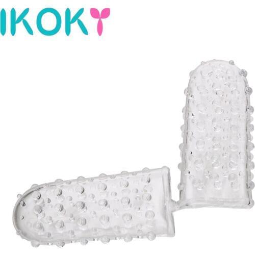IKOKY Vaginal Massager Silicone Sleeve Masturbation Dildo Adult Sex Toys Finger Penis Sleeve