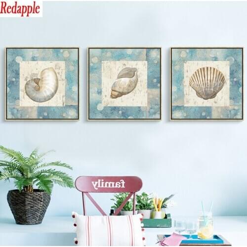 Modern shell Ocean Star picture art Painting 5d diy mosaic Diamond painting Cross Stitch full rhinestone Embroidery 3 pcs decor