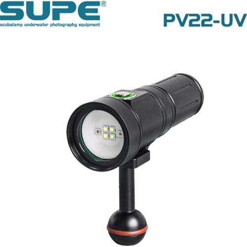 SUPE Scubalamp PV22-UV White 2000Lumens Underwater Video Light Scuba Diving Light Photography Focus Light beam angle 100 degree