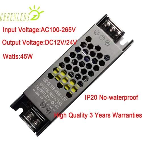 LED Power Suppliers 45w Output DC12V or 24V Input Voltage 100-265V Pure Copper Mute with High Qualtiy 3 Years Warranties