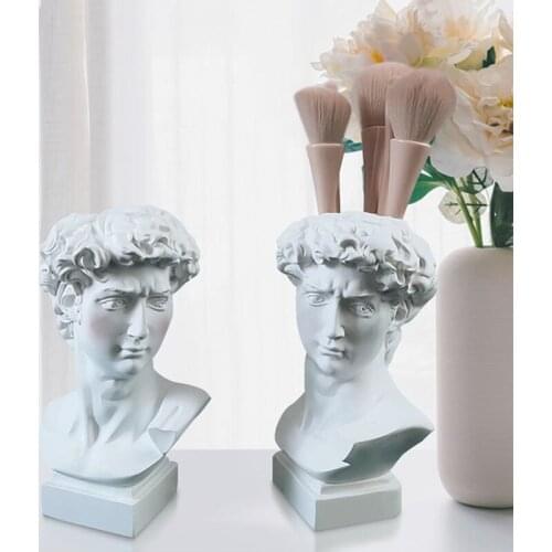 Unique David Sculpture Decor Makeup Brush Holder Storage Cosmetic Organizer Resin David Home Flowers Art Decor