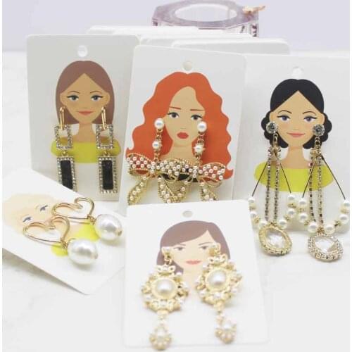 6*9cm 50pc beauty head jewelry package card paper necklace earring display tag card longer earring holder card jewelry package