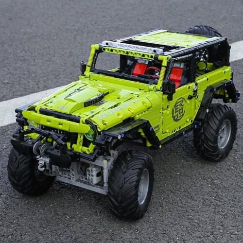High-Tech Jeepped Wranglers Rubicon Moc SUV Green 6x6 Car Model Building Blocks Off-Road RC Vehicle Motor Bricks Toys Xmas Gifts