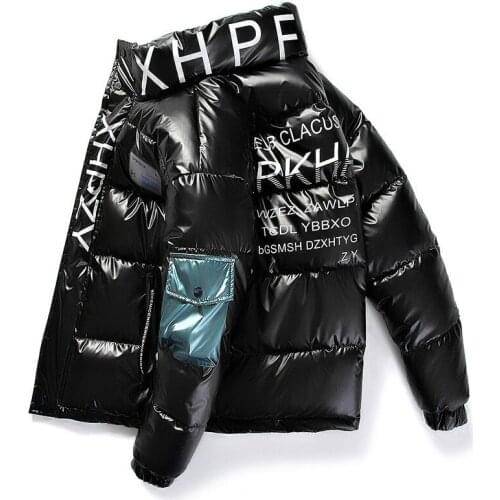 Bright Leather Winter Jacket Men Casual Short Parka hombre Outwear Thicken Warm Male Zipper Jackets Windproof Outwear Plus size