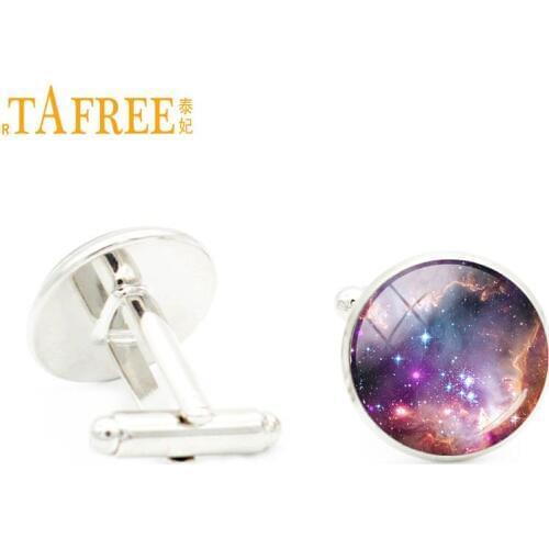 TAFREE vintage elegant galaxy nebula cufflinks men dress accessories outer space art picture cuff links wedding jewelry A320
