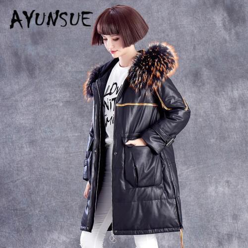 Genuine Leather Jacket Sheepskin Coat Women Clothes 2020 New Raccoon Fur Collar Duck Down Coat Winter Coat Women 09P8726 YY2310