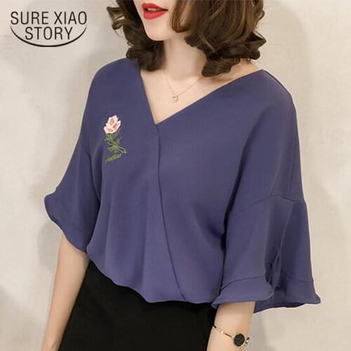 Blusas mujer de moda 2021 short sleeve women blouses plus size tops chiffon blouse women shirts womens tops and blouses 3957 50