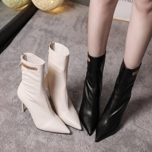 High heels 2021 autumn and winter new boots women tide ins Joker British wind short boots Increase height and keep warm