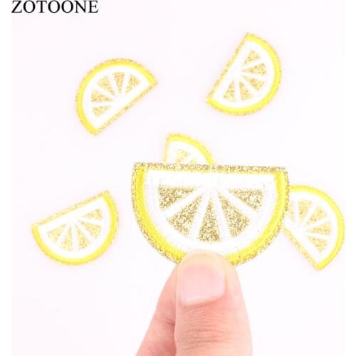 ZOTOONE 10PCs Iron On Patches For Clothing Gold Lemon Embroidery Patch Appliques Badge Stickers For Clothes Jeans 3.3x4.7cm G