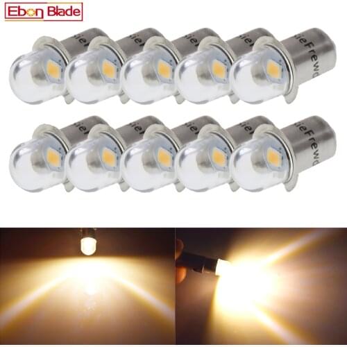 10Pcs P13.5S PR2 2835 SMD 1 LED Light Flashlight For Interior Bike Torch Spot Lamp Bulb 3V 6V DC Warm White 4300K