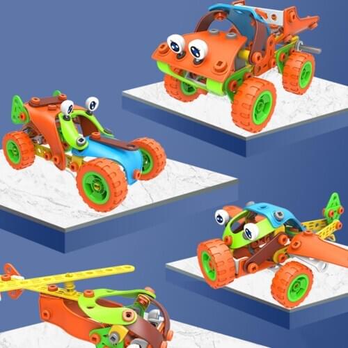 136Pcs/Set 5 in 1 Educational DIY Construction Vehicle Car Building Learning Kit Early Education Toys Puzzles For Children Gift