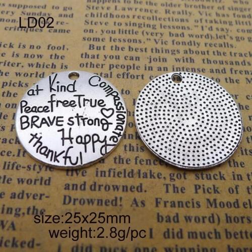 25pcs/lot Alloy Antique Silver 25x25mm Letter Metal Charm Pendant Fit Bracelet Necklace DIY Metal Jewelry Making