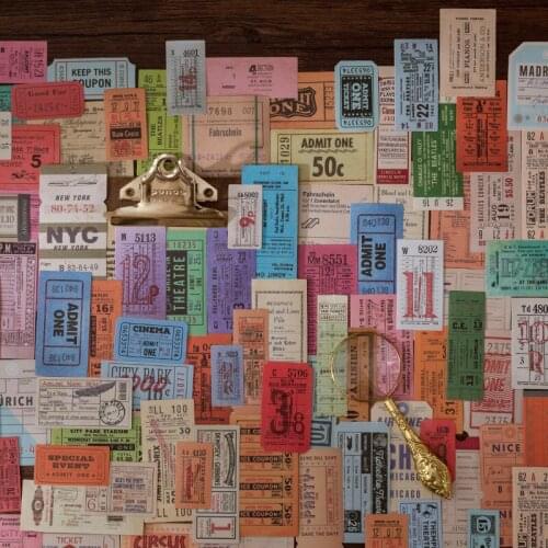 40 Pcs Antique bill Scrapbook Stickers Vintage Design Old Fashion Decorative Sticker For Planner Junk Journal Stationery